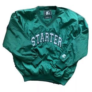 Rare Vintage  starter pull over hunter green XL